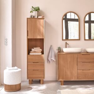 45x170x45cm Holz Beige BERAH GETAH Möbel Badezimmermöbel Bad-Hochschränke