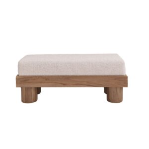 wohnli-moebel-suche-M25022686 Wohnli Möbelsuche - Bank aus massivem Teakholz Sitzfläche Bouclé 100 cm