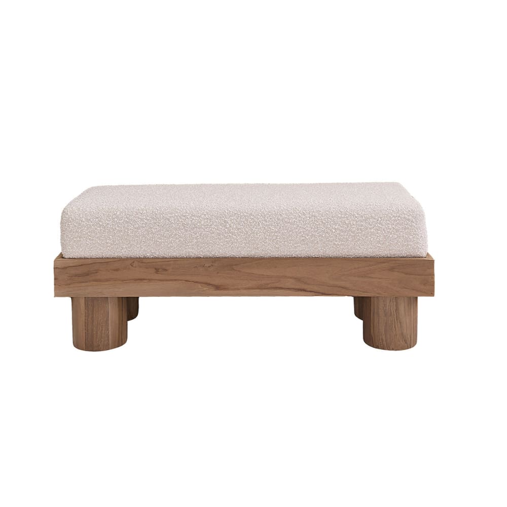 wohnli-moebel-suche-M25022686 Wohnli Möbelsuche - Bank aus massivem Teakholz Sitzfläche Bouclé 100 cm