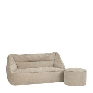 wohnli-moebel-suche-M25023023 Wohnli Möbelsuche - 2-tlg. Sitzsack-Set aus Chenille-Stoff : Sofa und runder Hocker