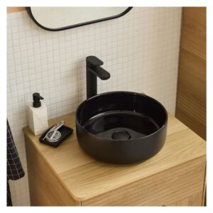 wohnli-moebel-suche-M25025136-1 Rundes Aufsatzwaschbecken 36 x 36 cm 36x12x36cm Keramik Schwarz Mob In Möbel Badezimmermöbel Waschtische