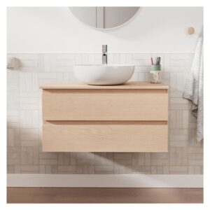 wohnli-moebel-suche-M25025138-1 Einzelspültisch-Set 80 cm + Spüle + -Armatur 80x45x46cm Spanplatte Braun Mob In Möbel Badezimmermöbel Waschtische