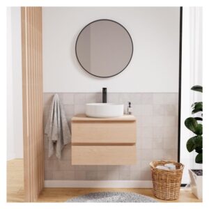 wohnli-moebel-suche-M25025143-1 Einzelwaschtisch-Unterschrank 60 cm + Waschbecken + Armatur + Spiegel 60x45x46cm Spanplatte Braun Mob In Möbel Badezimmermöbel Waschtische