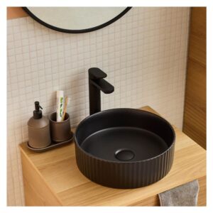 wohnli-moebel-suche-M25025145-1 rundes Aufsatzwaschbecken 36 x 36 cm 36x12x36cm Keramik Schwarz Mob In Möbel Badezimmermöbel Waschtische