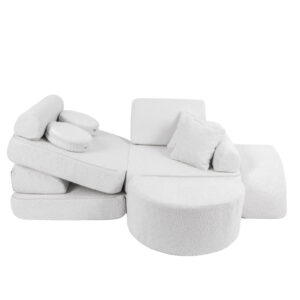 wohnli-moebel-suche-M25025545-1 Sofa Pocket 120 cm Bouclé 12 Stk BOUCLE 60x120x13cm PES - Polyester Weiß MeowBaby Sofas und Sessel Sofas Modulare Sofas