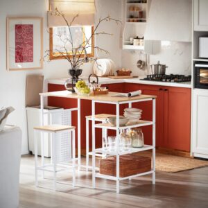 wohnli-moebel-suche-M25025772-1 Bartisch Set 3-teilig aus MDF(E1) furniert Weißnatur 110x89x60cm Spanplatte Weiß SoBuy Möbel