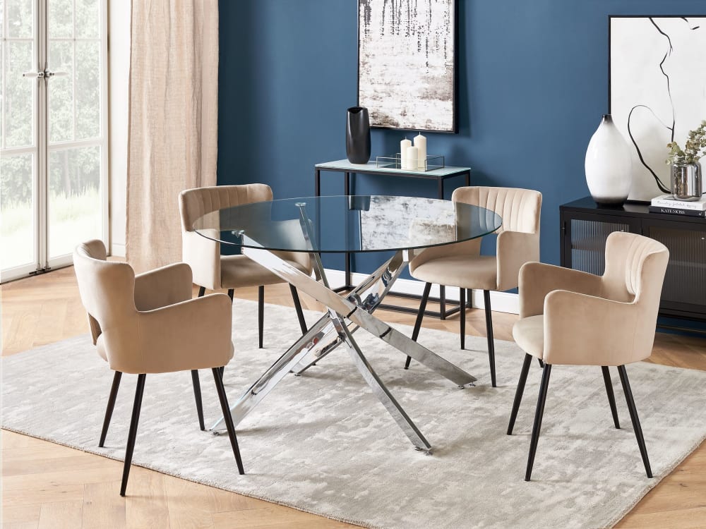 wohnli-moebel-suche-M25025963-1 120x75x120cm PVC und Synthetik Silber Beliani Möbel Esszimmermöbel Esstische