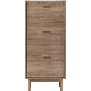 Schuhschrank mit 3 Kipptüren in Eichenoptik 25x131x58cm Spanplatte Braun Loft24 Möbel Flurmöbel Schuhschränke