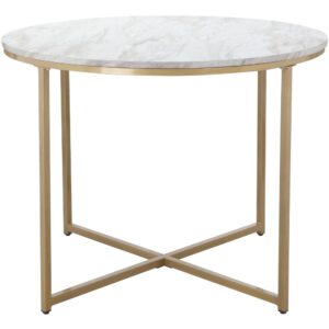 Esstisch für 4 Personen in Marmoroptik D90 cm 90x76x90cm Spanplatte Weiß Loft24 Möbel Esszimmermöbel Esstische