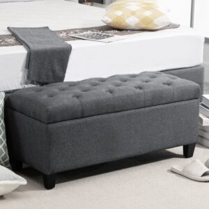 wohnli-moebel-suche-M25026661-1 Grauer Polsterbank-Hocker mit Stauraum 100x44x40cm Stoff Grau Homcom Sofas und Sessel Sessel, Poufs und Fußbänke Sitzsäcke