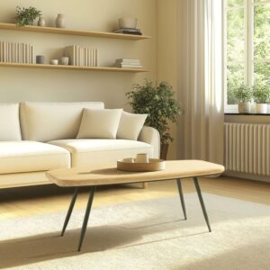wohnli-moebel-suche-M25027842-1 Couchtisch mit Kiefernholzplatte 120x45x48cm Holz Braun MACABANE Möbel Wohnzimmermöbel Couchtische