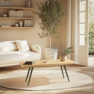 Couchtisch mit Kiefernholzplatte und Füßen 100x38x40cm Holz Braun MACABANE Möbel Wohnzimmermöbel Couchtische