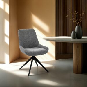 2er Set Esszimmerstühle Bouclé-Stoff Grau 64x87x56cm Stoff Grau Furnhouse Möbel Esszimmermöbel Stühle