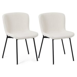 Wohnli Möbelsuche - 2er Set Esszimmerstühle Bouclé-Stoff Weiß