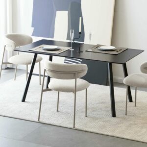 2er Set Esszimmerstühle Bouclé-Stoff Beige 55x70x55cm Stoff Beige Furnhouse Möbel Esszimmermöbel Stühle