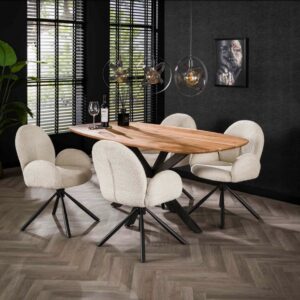 wohnli-moebel-suche-M25028064-1 Moderner Esstisch aus Akazienholz mit Stahlbeinen 180x77x95cm Holz Braun Mathi Design Möbel Esszimmermöbel Esstische