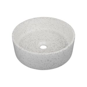 wohnli-moebel-suche-M25028661-1 36 cm rundes Aufsatzwaschbecken aus Terrazzo 36x12x36cm Keramik Beige Mob In Möbel Badezimmermöbel Waschtische