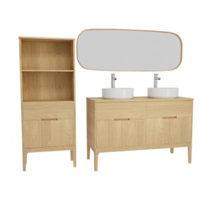 wohnli-moebel-suche-M25028693 Wohnli Möbelsuche - 120cm Doppelspültisch-Set + Spüle + Wasserhahn + Spiegel + -Säule