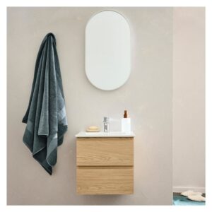 Waschtisch 45cm Armatur und Spiegel 45x45x41cm Spanplatte Braun Mob In Möbel Badezimmermöbel Waschtische
