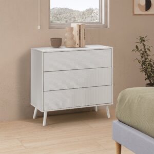 Kommode 3 schubladen Weiß 80x80x40cm Spanplatte Weiß HOMN Möbel Schlafzimmermöbel Kommoden