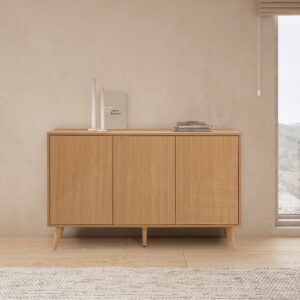 wohnli-moebel-suche-M25028977-1 Sideboard 3 türen Eicheneffekt 120x76x40cm Spanplatte Braun HOMN Möbel Esszimmermöbel Sideboards, Highboards & niedrige Anrichten