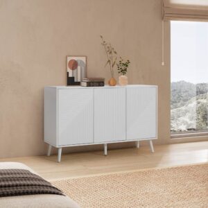 wohnli-moebel-suche-M25028978-1 Sideboard 3 türen Weiß 120x76x40cm Spanplatte Weiß HOMN Möbel Esszimmermöbel Sideboards, Highboards & niedrige Anrichten