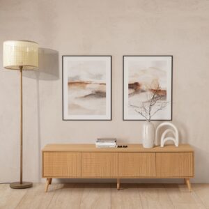 wohnli-moebel-suche-M25028982-1 TV-Schrank 4 türen Eicheneffekt 160x45x40cm Spanplatte Braun HOMN Möbel Wohnzimmermöbel TV-Möbel