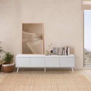 TV-Schrank 4 türen Weiß 160x45x40cm Spanplatte Weiß HOMN Möbel Wohnzimmermöbel TV-Möbel