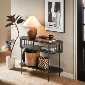wohnli-moebel-suche-M25029637-1 Konsolentisch schwarz mit 3 ablagen 110x39x76 cm 110x76x39cm Spanplatte Schwarz SoBuy Möbel Wohnzimmermöbel Konsolentische