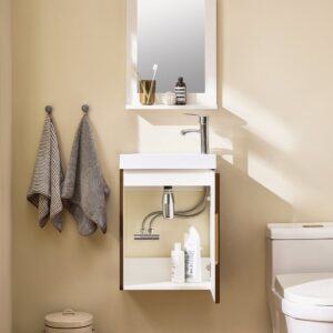 wohnli-moebel-suche-M25029654-1 Waschbeckenunterschrank aus PB(E1) Keramik Natur 40x56x22cm Spanplatte Braun SoBuy Möbel Badezimmermöbel Waschtische