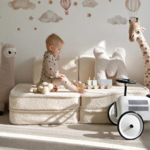 wohnli-moebel-suche-M25029837-1 Modulares Kindersofa aus weichem Plüsch 4 pcs 60x120x13cm PES - Polyester Beige MeowBaby Sofas und Sessel Sofas Modulare Sofas
