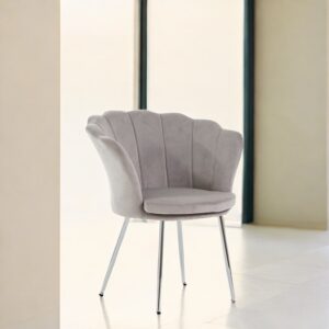 wohnli-moebel-suche-M25030201-1 Schalensessel Samt hellgrau mit silbernen Beinen 68x84x74cm Samt Grau Siediti Fuori e Dentro Sofas und Sessel Sessel, Poufs und Fußbänke Sessel