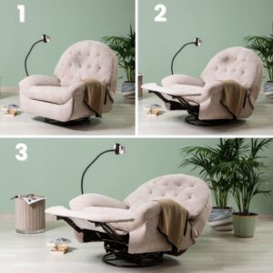 wohnli-moebel-suche-M25030204-1 Verstellbarer 3-Pos. Dreh-Schaukelstuhl beige 101x103x100cm Stoff Beige Siediti Fuori e Dentro Sofas und Sessel Sessel, Poufs und Fußbänke Sessel