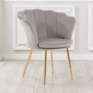 wohnli-moebel-suche-M25030205-1 Schalensessel Samt hellgrau mit goldenen Beinen 68x84x74cm Samt Grau Siediti Fuori e Dentro Sofas und Sessel Sessel, Poufs und Fußbänke Sessel