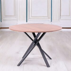 Runder Tisch ⌀110cm Metallbeine Holzoptik-Platte 110x75x110cm Spanplatte Braun Siediti Fuori e Dentro Möbel Esszimmermöbel Esstische