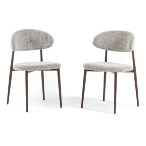 2er-Set Stühle Stoff mit Metallbeinen Holzoptik 49x82x50cm Stoff Braun Siediti Fuori e Dentro Möbel Esszimmermöbel Stühle