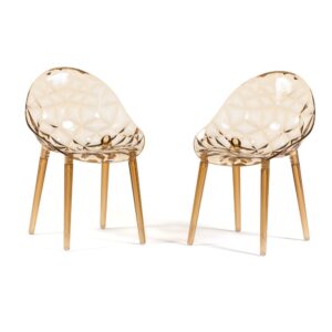 wohnli-moebel-suche-M25030301-1 2er-Set Stühle aus Polycarbonat transparent champagner 54x83x54cm PC - Polycarbonat Beige Siediti Fuori e Dentro Möbel Esszimmermöbel Stühle