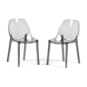 wohnli-moebel-suche-M25030304-1 2er-Set Stühle aus Polycarbonat transparent rauchgrau 51x82x45cm PC - Polycarbonat Grau Siediti Fuori e Dentro Möbel Esszimmermöbel Stühle
