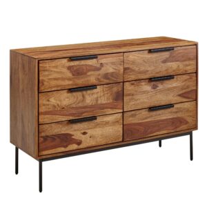 Wohnli Möbelsuche - Sideboard mit 6 Schubladen aus Sheesham Massivholz