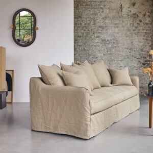 205x87x90cm Stoff Beige Tikamoon Sofas und Sessel Sofas 2-Sitzer-Sofas & 3-Sitzer-Sofas