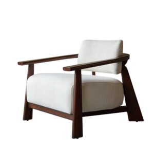 Wohnli Möbelsuche - Sessel aus massivem Mindiholz mit naturfarbenem Stoffbezug