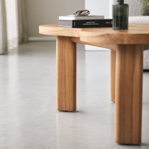 Couchtisch aus massivem Teakholz 90x42x60cm Holz Beige Tikamoon Möbel Wohnzimmermöbel Couchtische
