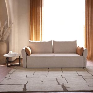 wohnli-moebel-suche-M25033325-1 Schlafsofa 3-Sitzer aus Stoff L238 cm - Beige 96x90x96cm Stoff Beige Calicosy Sofas und Sessel Sofas Modulare Sofas