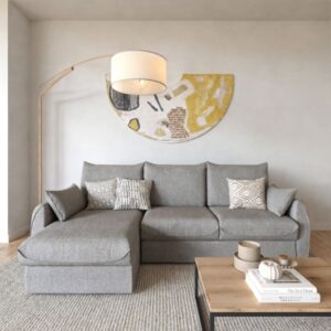 wohnli-moebel-suche-M25033326-1 Ecksofa 3-Sitzer mit Schlaffunktion L260 cm - Grau 175x90x175cm Stoff Grau Calicosy Sofas und Sessel Sofas Modulare Sofas