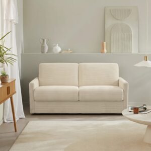 wohnli-moebel-suche-M25033328-1 Sofa 3-Sitzer umwandelbar in ein Bett 140 x 190 cm - Beige 100x87x100cm Holz Beige Calicosy Sofas und Sessel Sofas Modulare Sofas