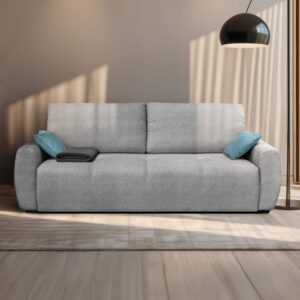 wohnli-moebel-suche-M25033333-1 Schlafsofa 3-Sitzer aus Stoff L246 cm - Grau 112x76x112cm Stoff Grau Calicosy Sofas und Sessel Sofas Modulare Sofas