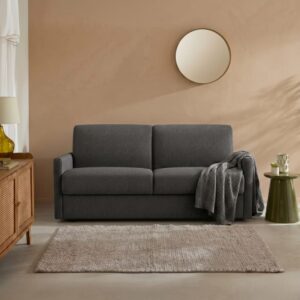 wohnli-moebel-suche-M25033334-1 3-Sitzer-Sofa aus Stoff umwandelbar in 140x190 cm Bett - 100x87x100cm Holz Grau Calicosy Sofas und Sessel Sofas Modulare Sofas