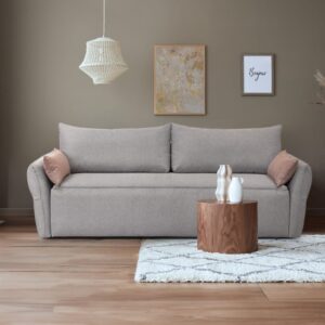wohnli-moebel-suche-M25033335-1 Schlafsofa 3-Sitzer aus Stoff L238 cm - Grau 96x90x96cm Stoff Grau Calicosy Sofas und Sessel Sofas Modulare Sofas