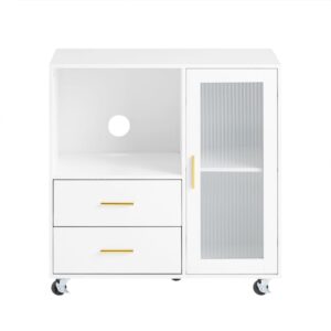 wohnli-moebel-suche-M25033367 Wohnli Möbelsuche - Sideboard auf Rollen Küchenwagen aus MDF(E1) Glas Weiß