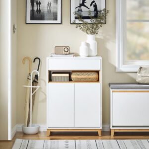 wohnli-moebel-suche-M25033382-1 Schuhschrank mit einer schublade weiß 60x34x85cm nordisch 60x85x34cm Spanplatte Weiß SoBuy Möbel Flurmöbel Schuhschränke